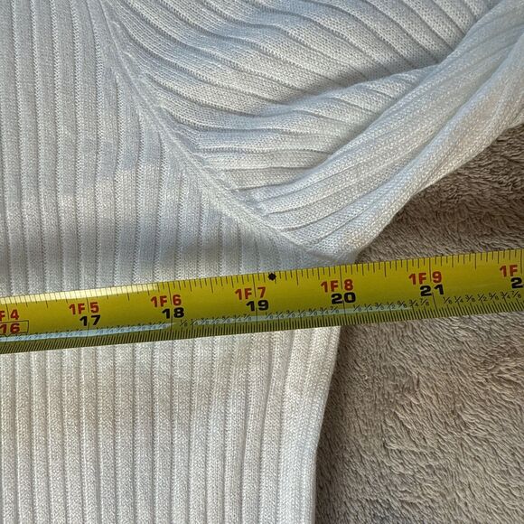 Matty M White Ribbed Cardigan Open Front Lightweight Stretch Women’s XL - Picture 6 of 11